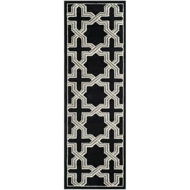 SAFAVIEH Amherst Hermite Geometric Runner Rug, Anthracite/Grey, 2'3" x 7'