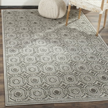 SAFAVIEH Amherst Kenesa Geometric Area Rug, Light Grey/Ivory, 3' x 5'