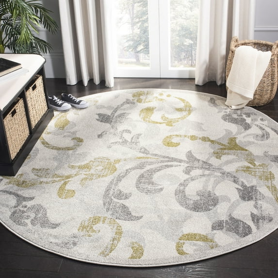 Safavieh Amherst Millard Floral Area Rug, Ivory/Light Gray, 5' x 5' Round