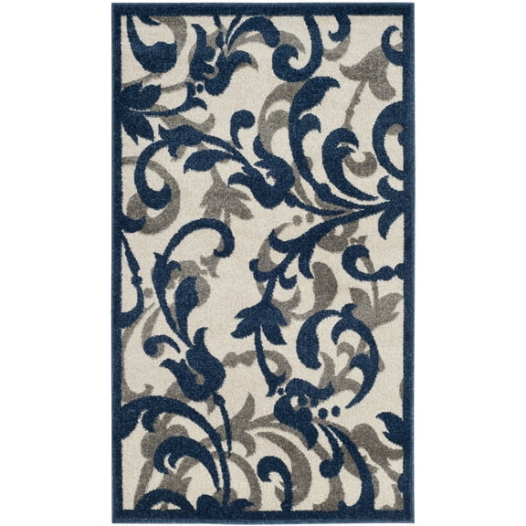 SAFAVIEH Amherst Millard Floral Area Rug, Ivory/Navy, 2'6" x 4'