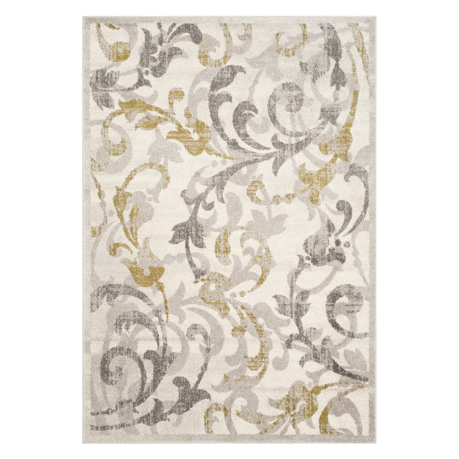Ivory and Light Grey Synthetic Easy Care Runner Rug 2'3" x 9'