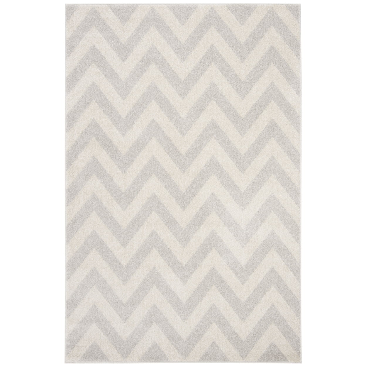 Reversible Easy-Care Light Grey/Beige Synthetic Area Rug 4' x 6'
