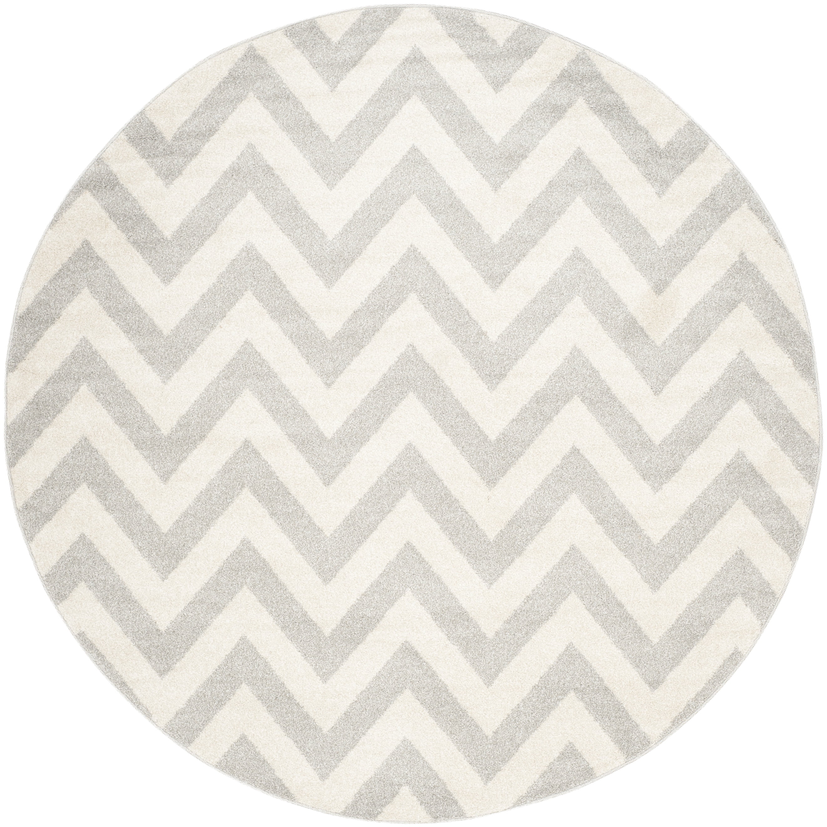 Reversible Gray Cotton-Synthetic 9' Round Washable Rug