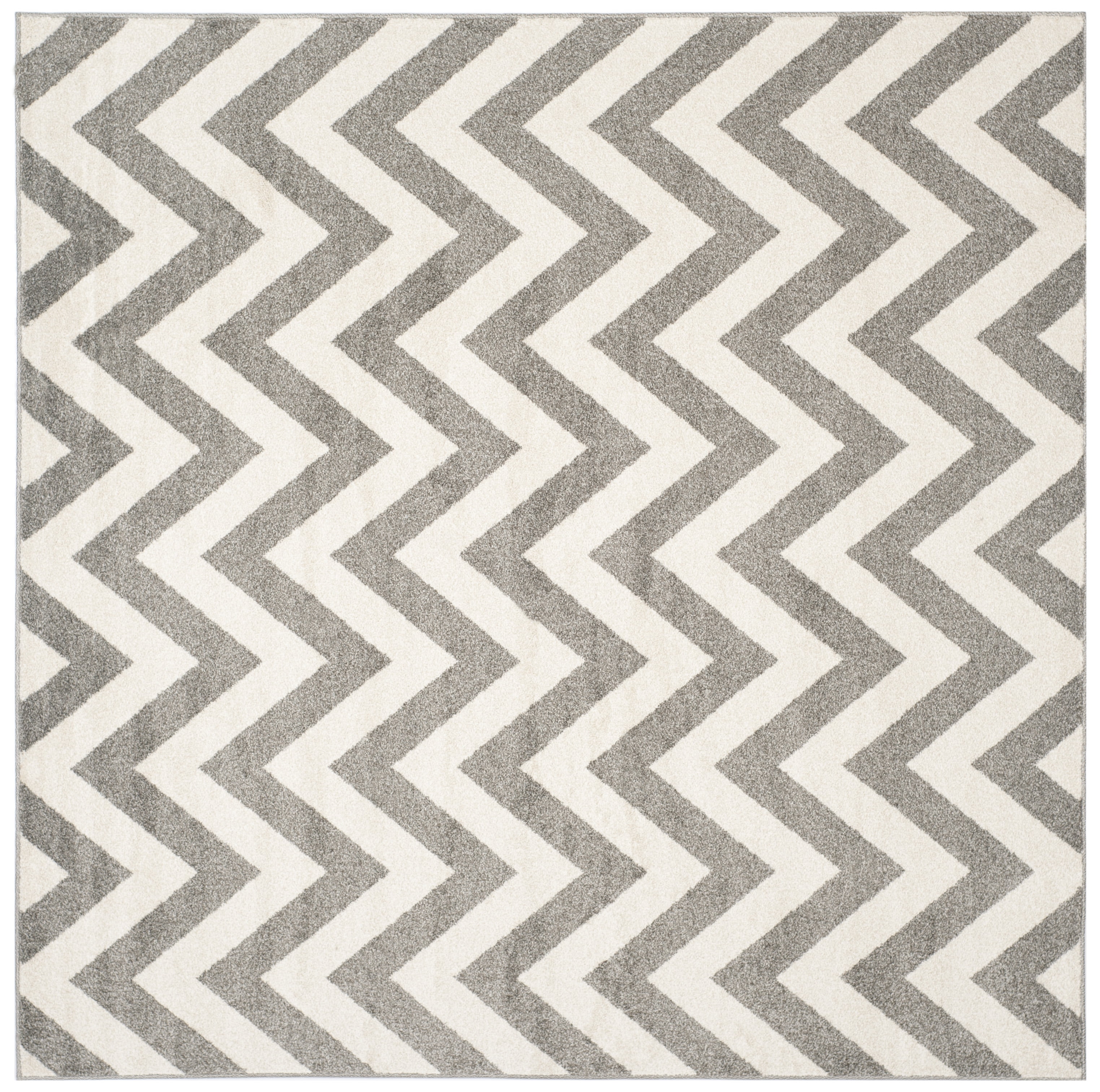 Amherst Easy-Care 54" Square Dark Grey & Beige Outdoor Rug