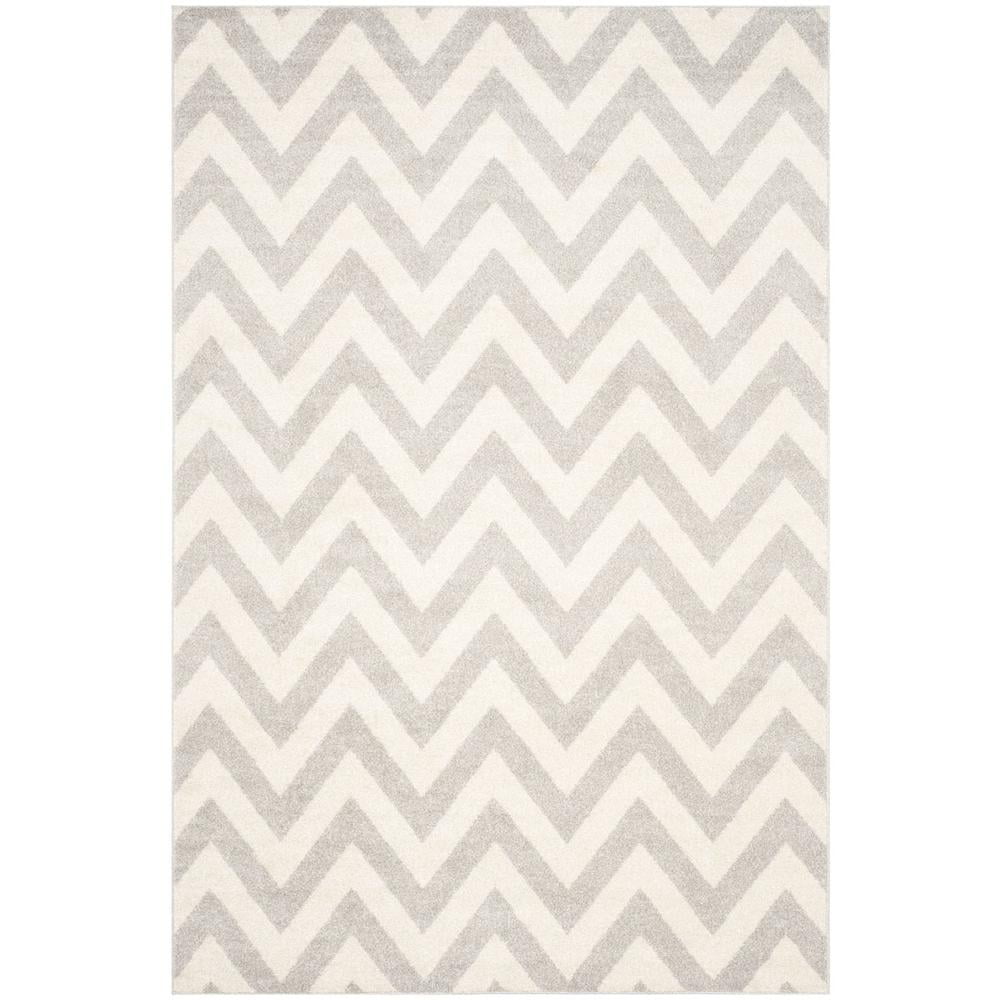 Light Grey and Beige Geometric Indoor-Outdoor Area Rug