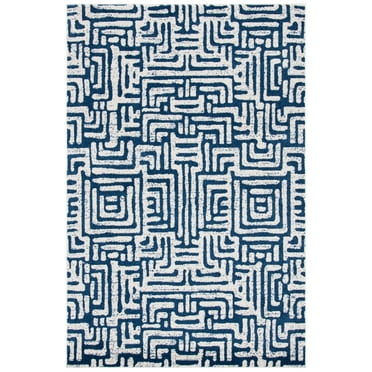 SAFAVIEH Amherst Raynard Geometric Area Rug, Blue/Creme, 5'3" x 8'