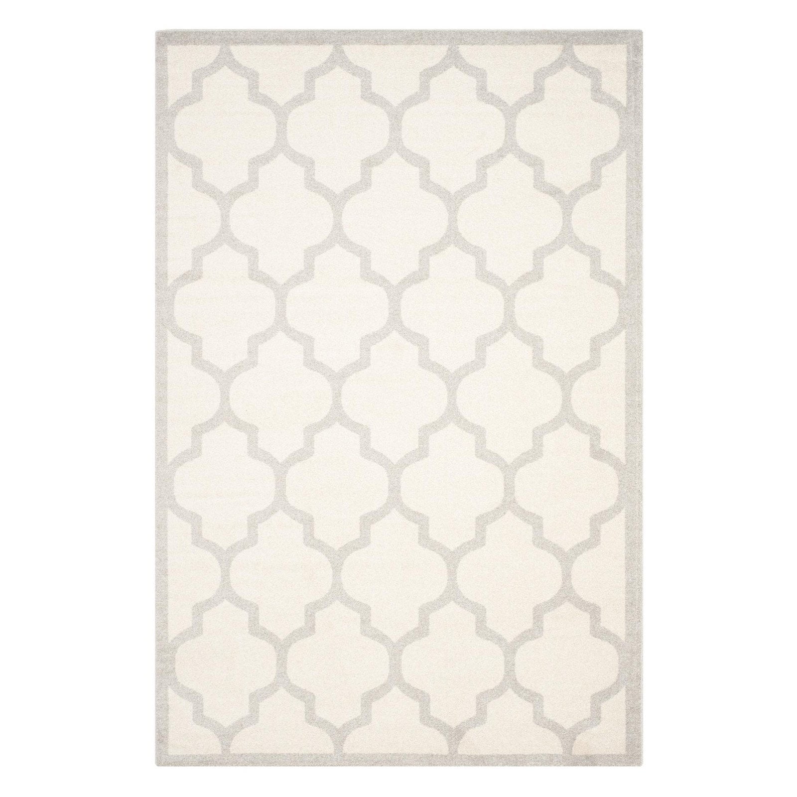 Reversible Beige and Light Grey Geometric Synthetic Runner Rug, 27x15 in