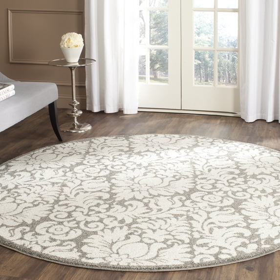 Safavieh Amherst Rosabel Geometric Area Rug, Dark Gray/Beige, 7' x 7' Round