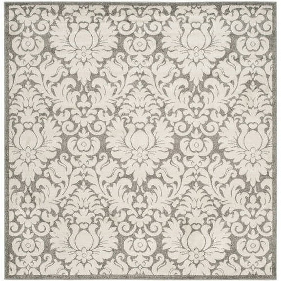 SAFAVIEH Amherst Rosabel Geometric Area Rug, Dark Grey/Beige, 7' x 7' Square