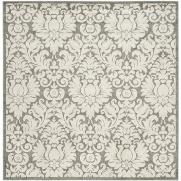 SAFAVIEH Amherst Rosabel Geometric Area Rug, Dark Grey/Beige, 9' x 9' Square