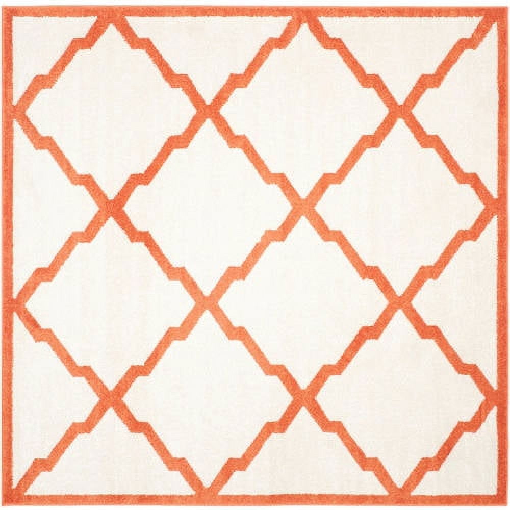 Beige and Orange Geometric 9' x 12' Synthetic Area Rug