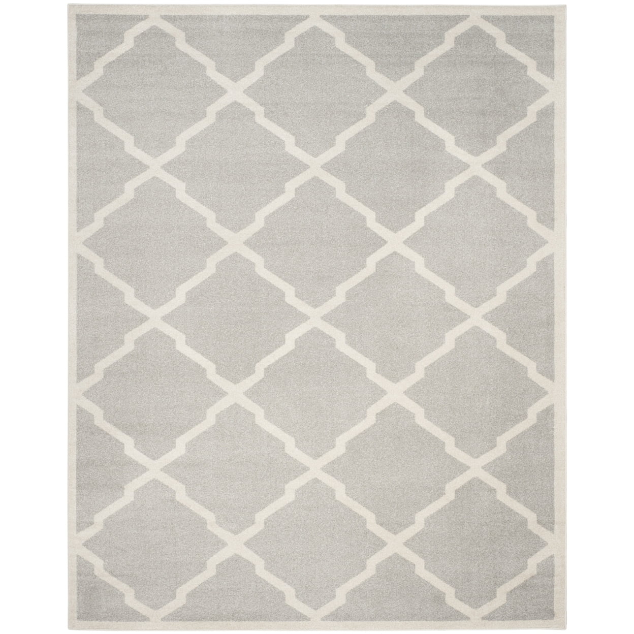 Beige and Light Grey Geometric Synthetic 8' x 10' Area Rug