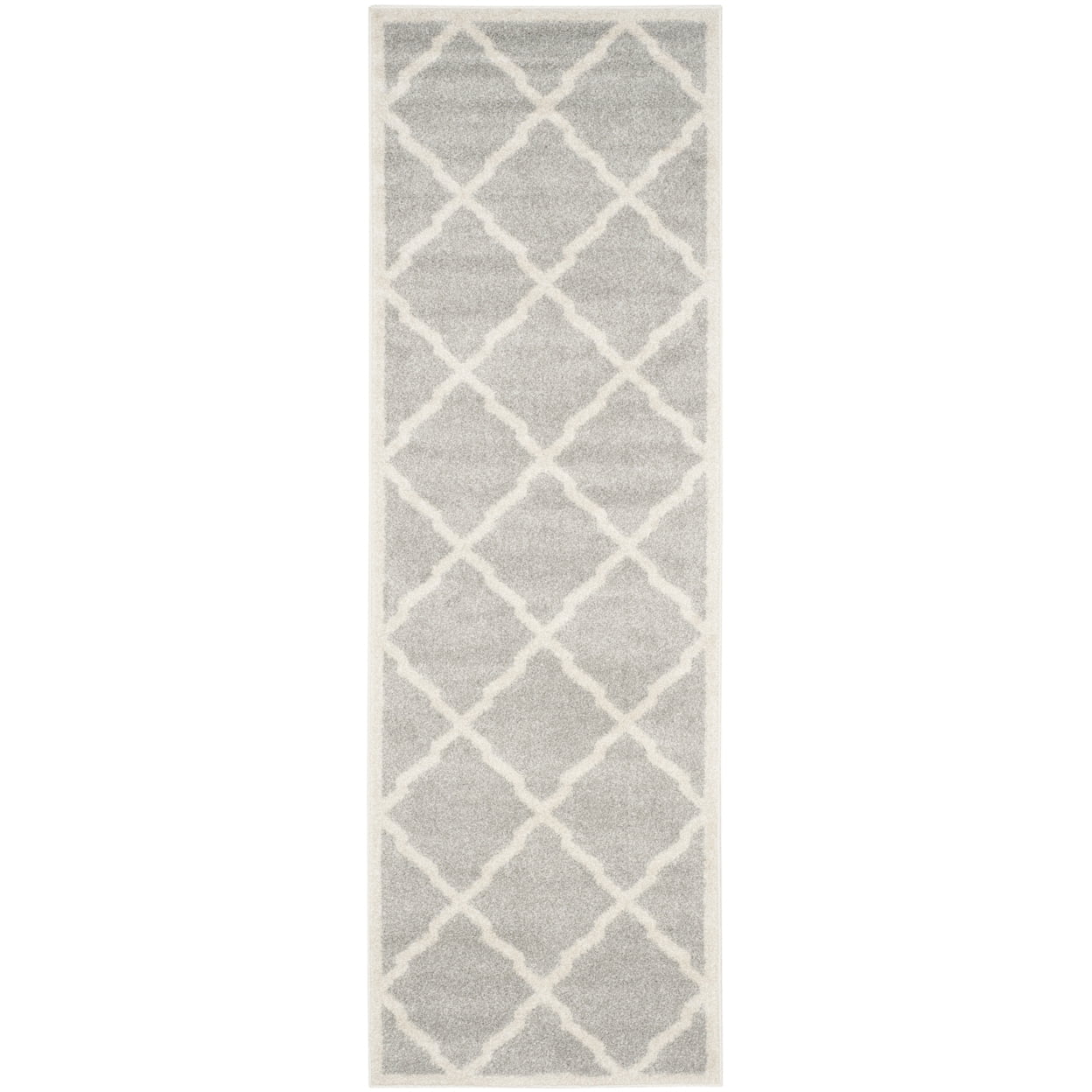 Elegant Geometric Reversible Runner Rug in Beige and Light Grey
