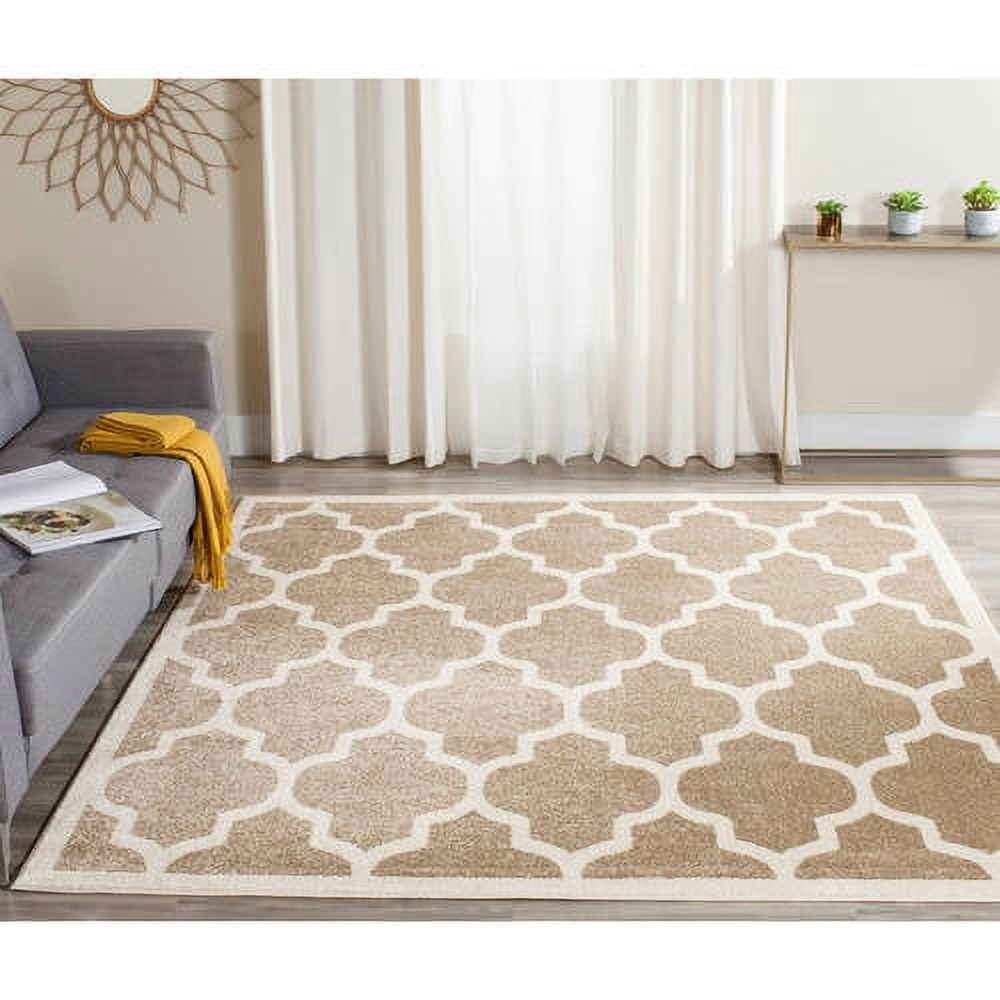 30'' Square Easy-Care Wheat Beige Synthetic Area Rug