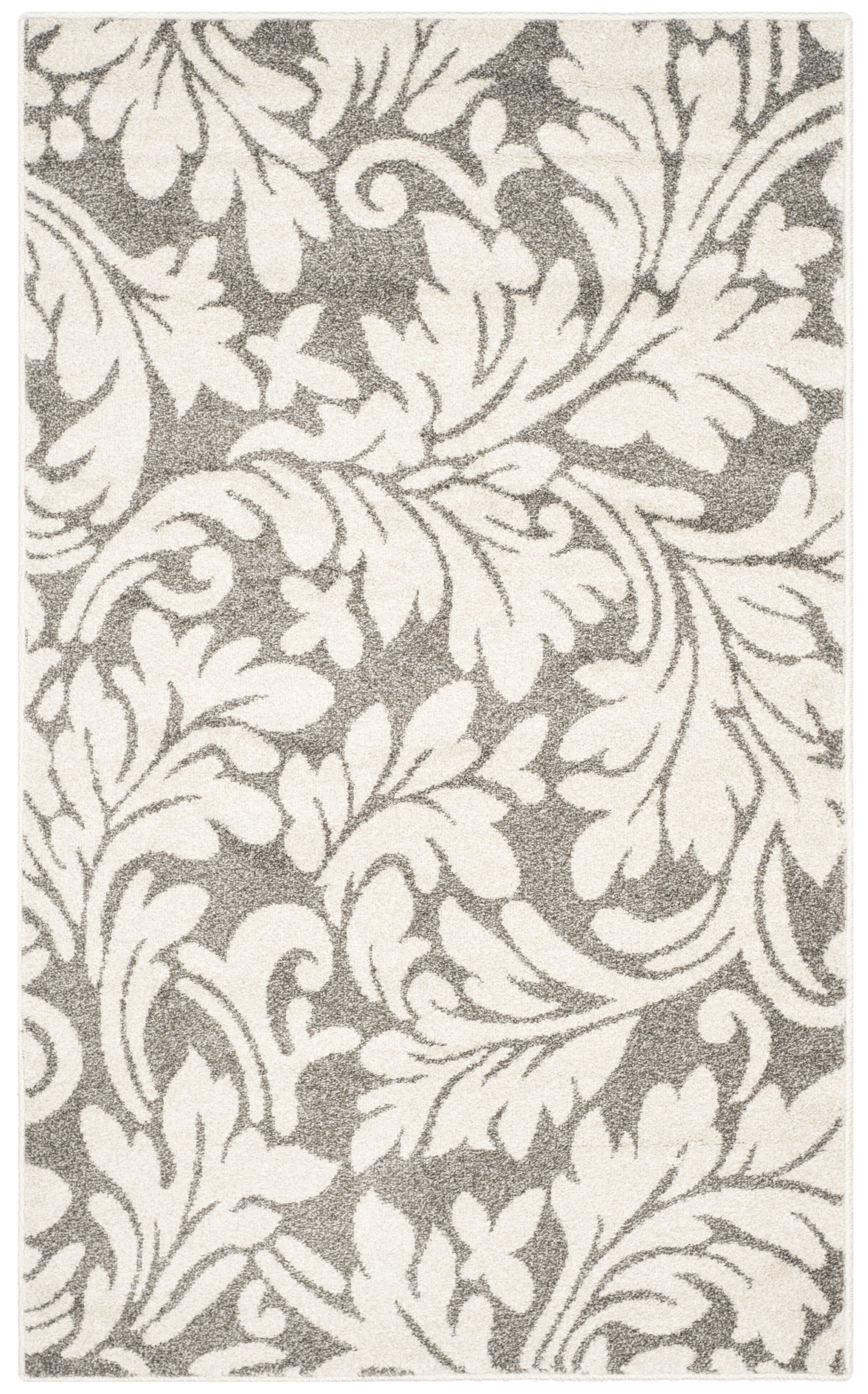 Elysian Dark Grey & Beige Floral Synthetic 3' x 5' Area Rug
