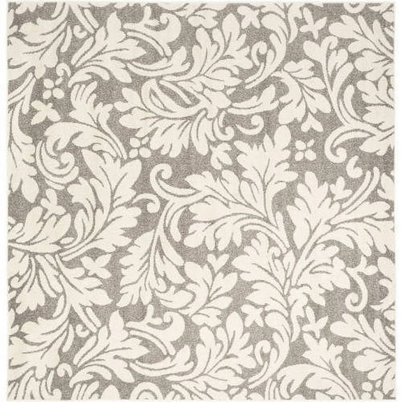 SAFAVIEH Amherst Thorburn Floral Area Rug, Dark Grey/Beige, 7' x 7' Square