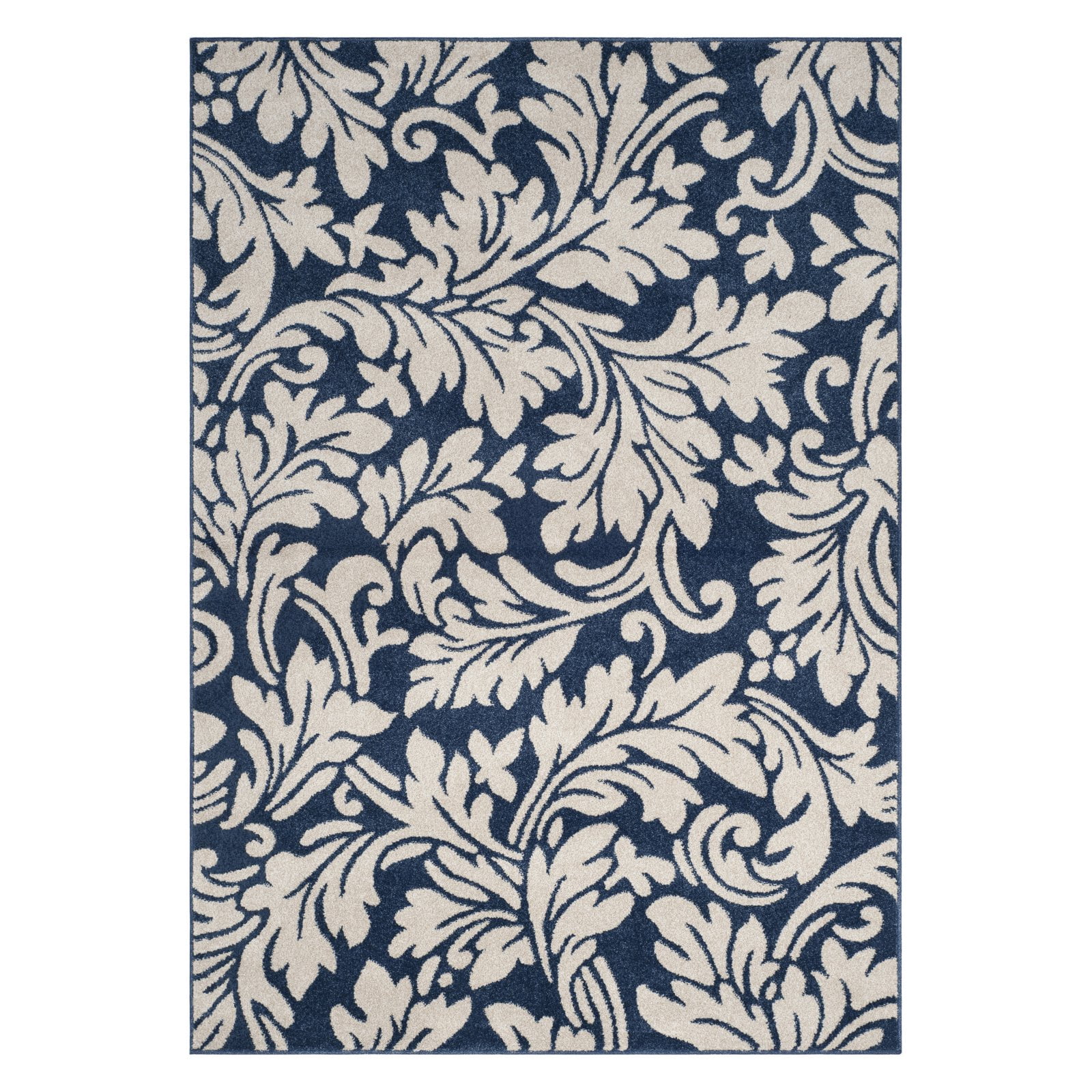 Ivory Floral Elegance 4' x 6' Reversible Synthetic Area Rug