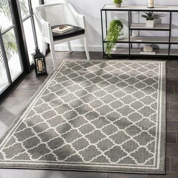 Safavieh Amherst Trina Geometric Area Rug, Dark Gray/Beige, 5' x 5' Square