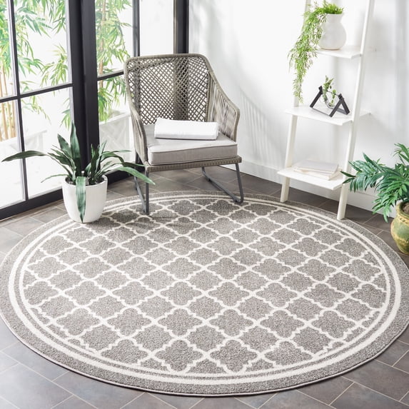 Safavieh Amherst Trina Geometric Area Rug, Dark Gray/Beige, 9' x 9' Round