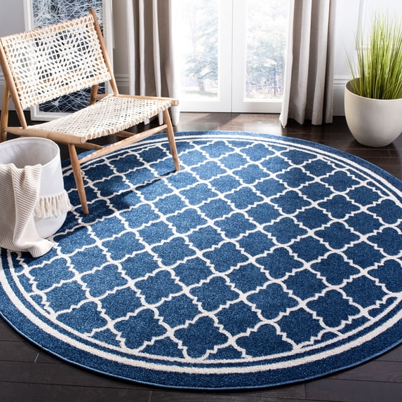 Safavieh Amherst Trina Geometric Area Rug, Navy/Beige, 7' x 7' Round