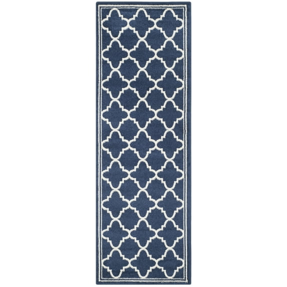 SAFAVIEH Amherst Trina Geometric Runner Rug, Navy/Beige, 2'3" x 13'
