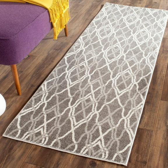SAFAVIEH Amherst Virginia Geometric Runner Rug, Grey/Light Grey, 2'3" x 7'