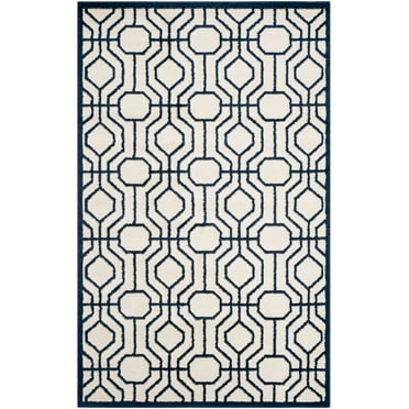 SAFAVIEH Amherst Vivian Geometric Area Rug, Ivory/Navy, 3' x 5'