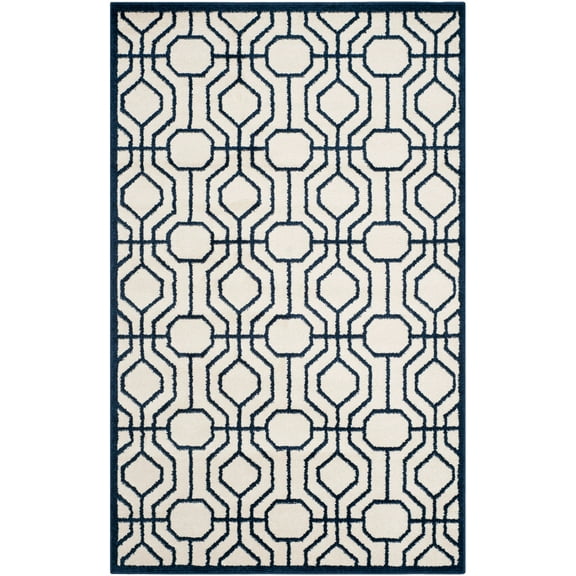 SAFAVIEH Amherst Vivian Geometric Area Rug, Ivory/Navy, 3' x 5'