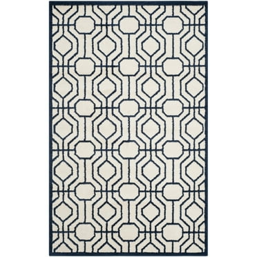 SAFAVIEH Amherst Vivian Geometric Area Rug, Ivory/Navy, 4' x 6'