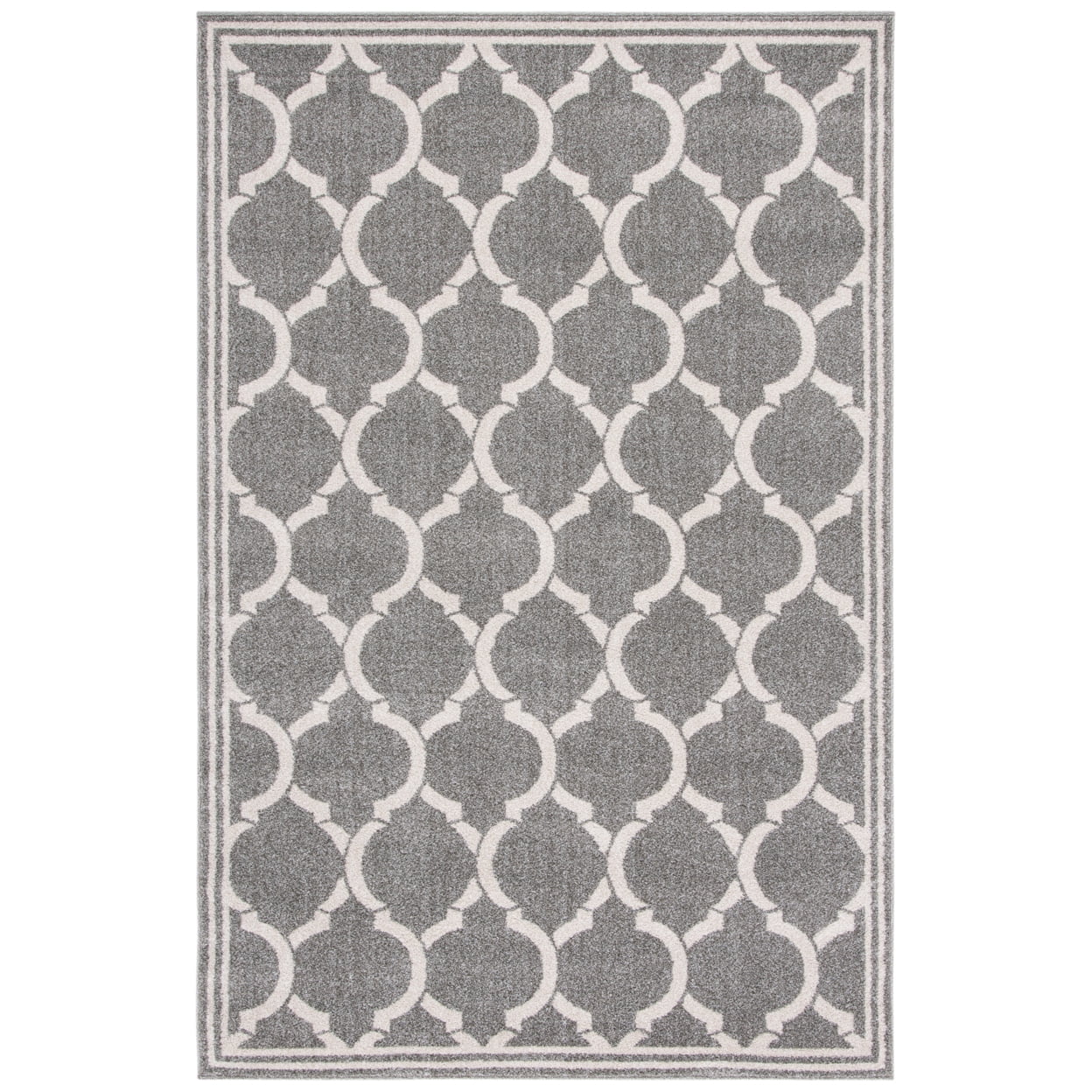 Modern 8' x 10' Dark Grey & Beige Geometric Synthetic Area Rug