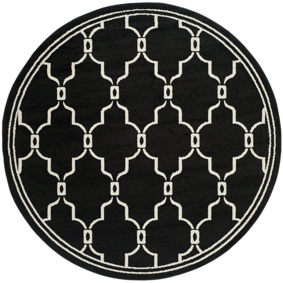 SAFAVIEH Amherst Wesley Geometric Area Rug, Anthracite/Ivory, 5' x 5' Round