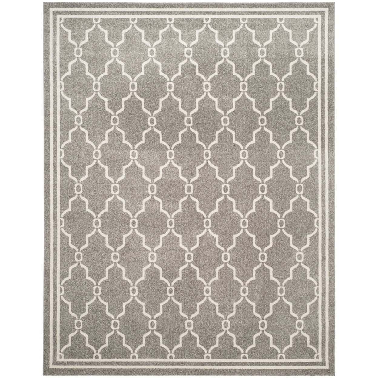 Rectangular Dark Grey/Beige Cotton Synthetic 10' x 14' Area Rug