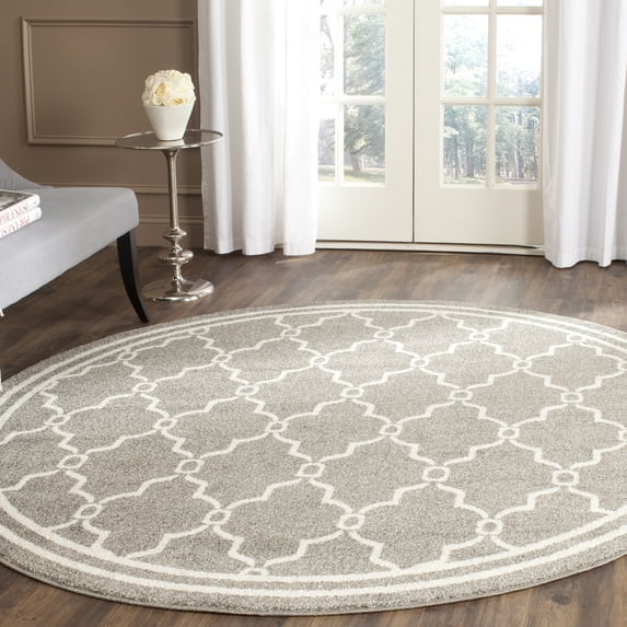 Safavieh Amherst Wesley Geometric Area Rug, Dark Gray/Beige, 7' x 7' Round