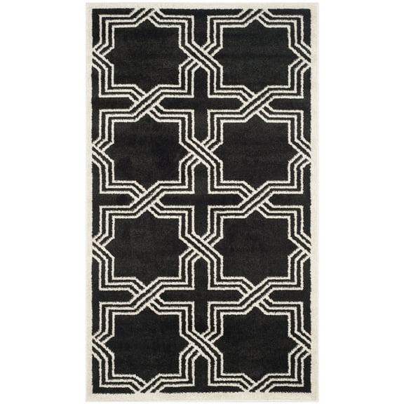 SAFAVIEH Amherst William Geometric Area Rug, Anthracite/Ivory, 2'6" x 4'