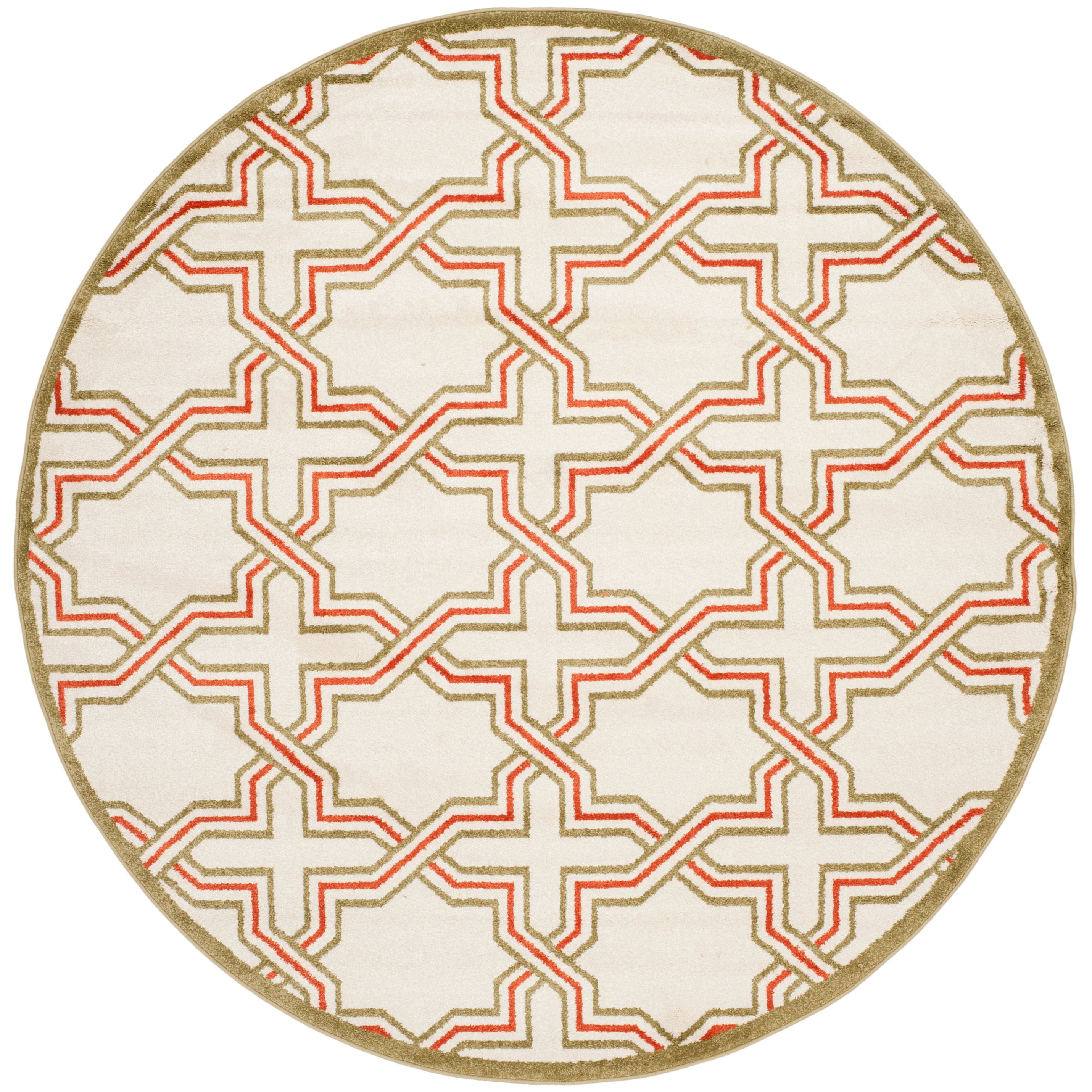 Amherst Hand-Knotted Ivory & Light Green Geometric Round Rug