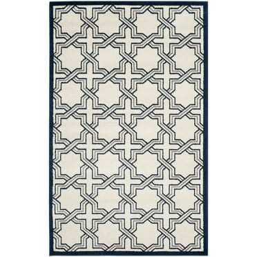 SAFAVIEH Amherst William Geometric Area Rug, Ivory/Navy, 5'3" x 8'