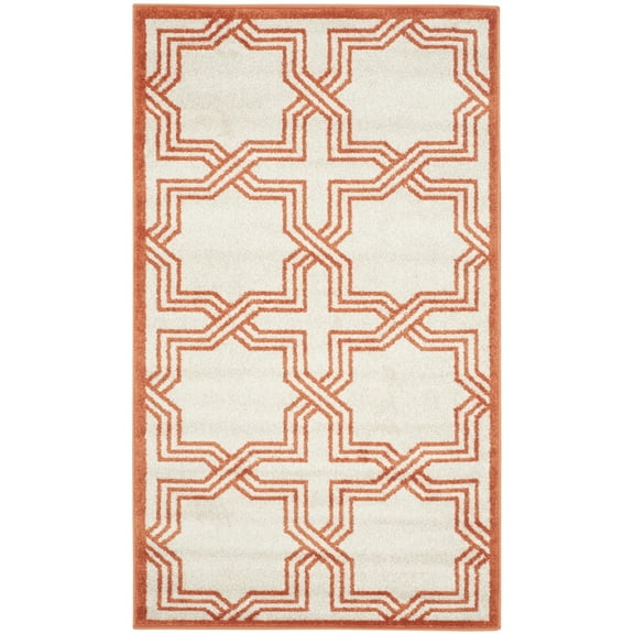 SAFAVIEH Amherst William Geometric Area Rug, Ivory/Orange, 3' x 5'