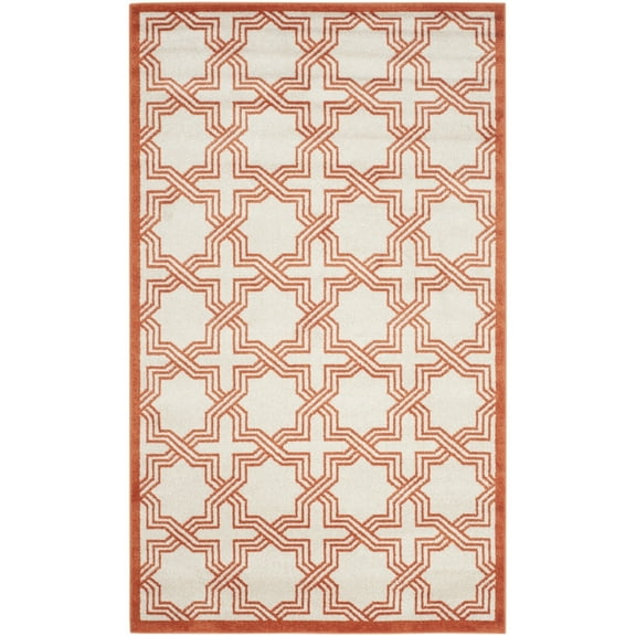 SAFAVIEH Amherst William Geometric Area Rug, Ivory/Orange, 4' x 6'