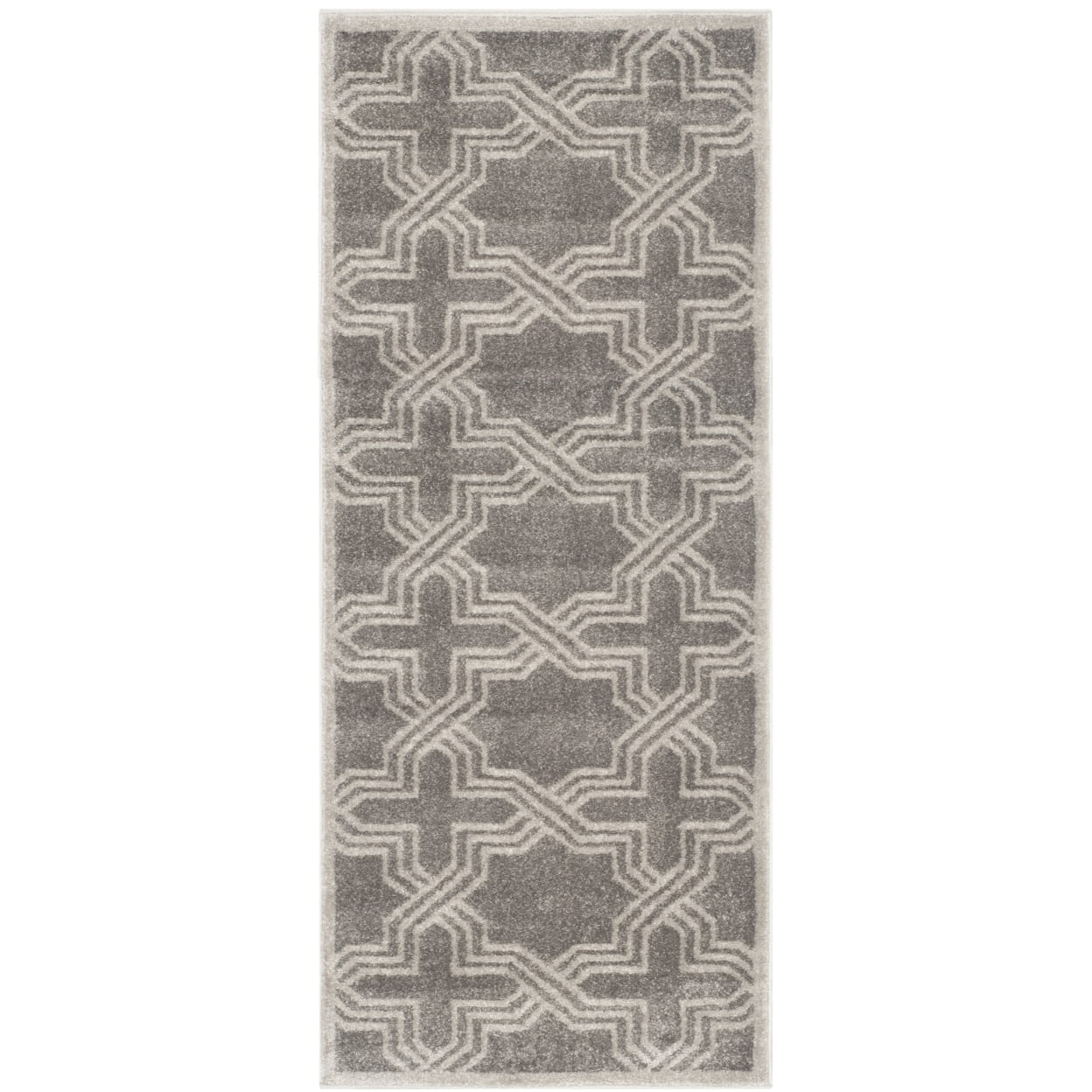 Grey and Light Grey Geometric Runner Rug 2'3" x 7'