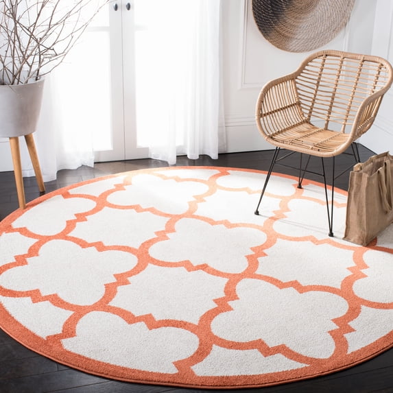 Safavieh Amherst Willmer Geometric Area Rug, Beige/Orange, 7' x 7' Round