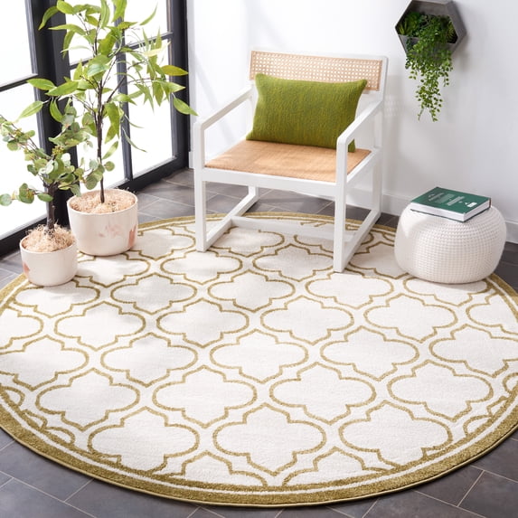 Safavieh Amherst Wilson Geometric Area Rug, Ivory/Light Green, 7' x 7' Round
