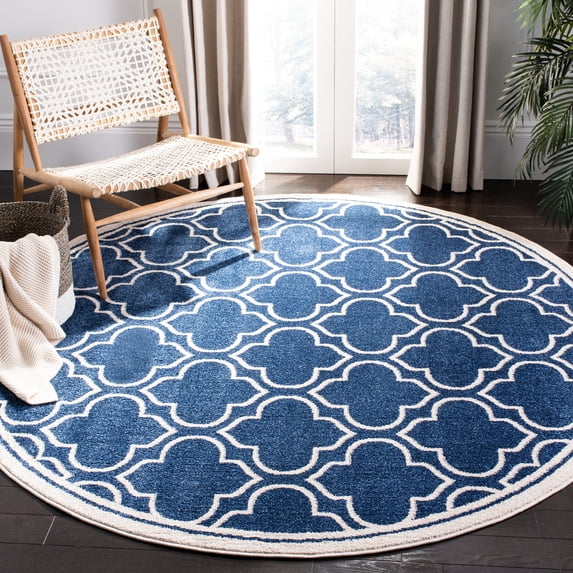 Safavieh Amherst Wilson Geometric Area Rug, Navy/Ivory, 7' x 7' Round