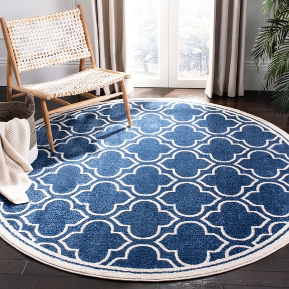 Safavieh Amherst Wilson Geometric Area Rug, Navy/Ivory, 7' x 7' Round
