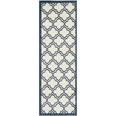 SAFAVIEH Amherst Wilson Geometric Runner Rug, Ivory/Navy, 2'3" x 7'