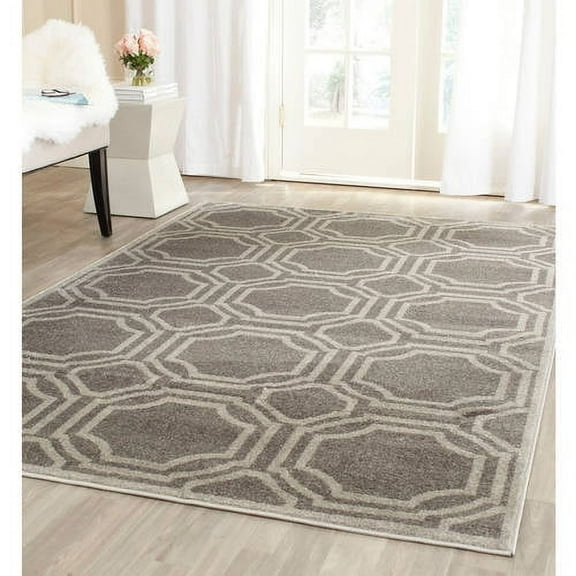 SAFAVIEH Amherst Winnie Geometric Area Rug, Grey/Light Grey, 5' x 5' Square