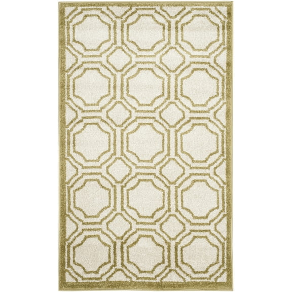 SAFAVIEH Amherst Winnie Geometric Area Rug, Ivory/Light Green, 2'6" x 4'