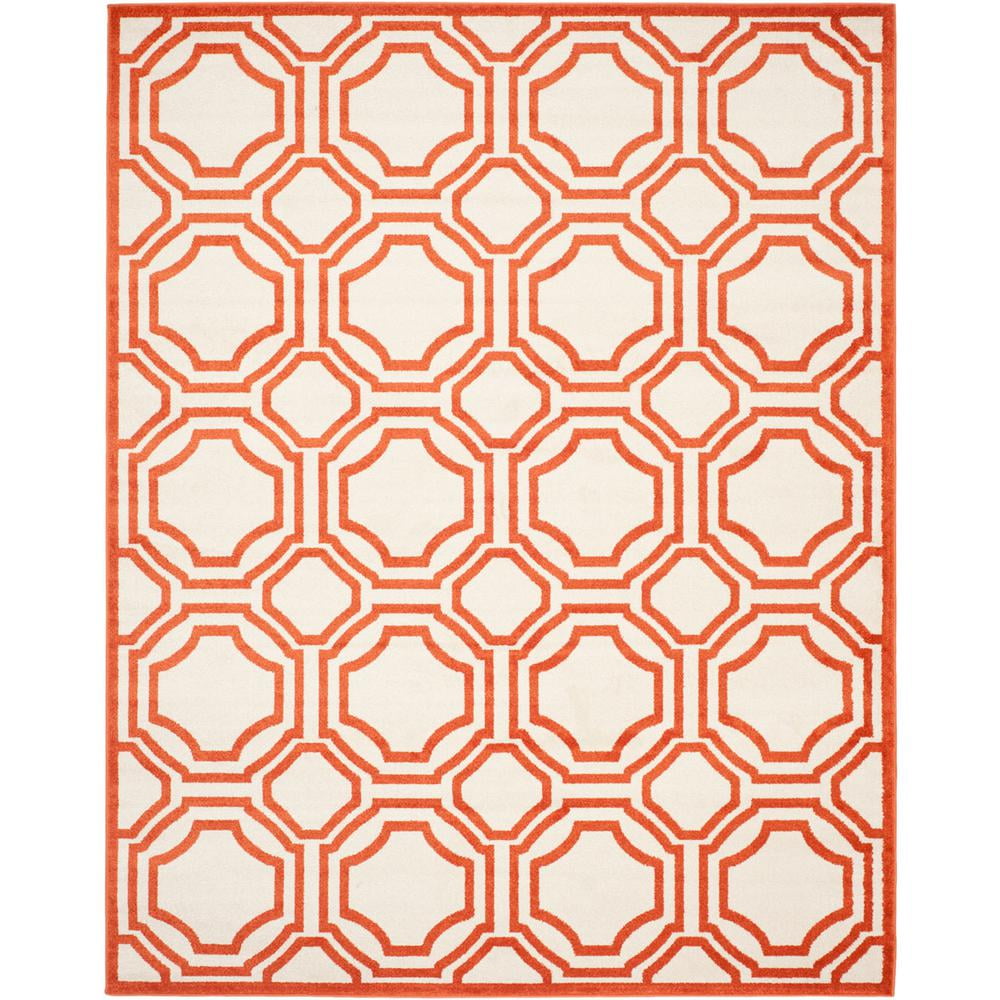 SAFAVIEH Amherst Winnie Geometric Area Rug, Ivory/Orange, 8' x 10 ...