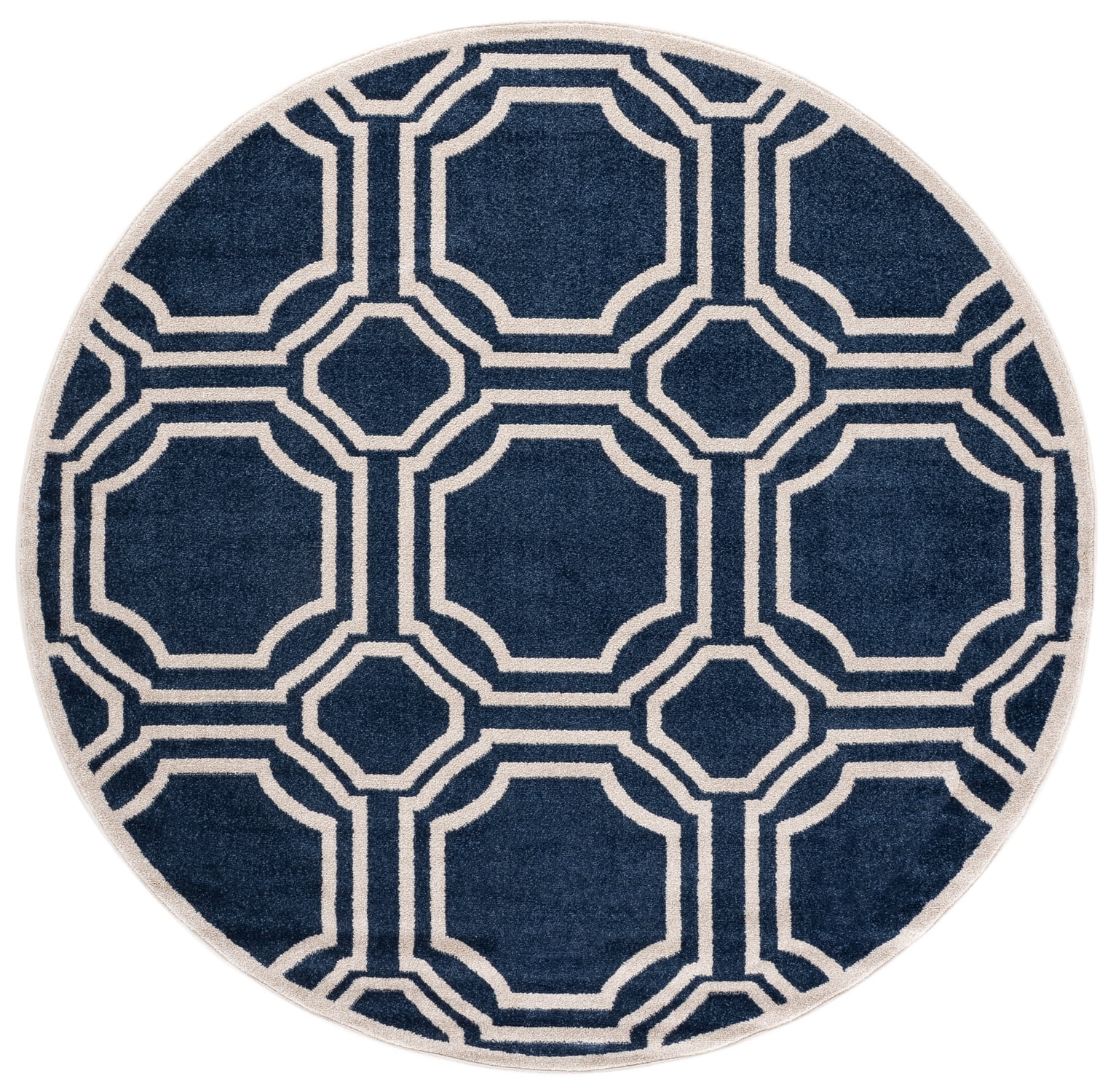 Safavieh Amherst Winnie Geometric Area Rug, Navy/Ivory, 5' x 5' Round