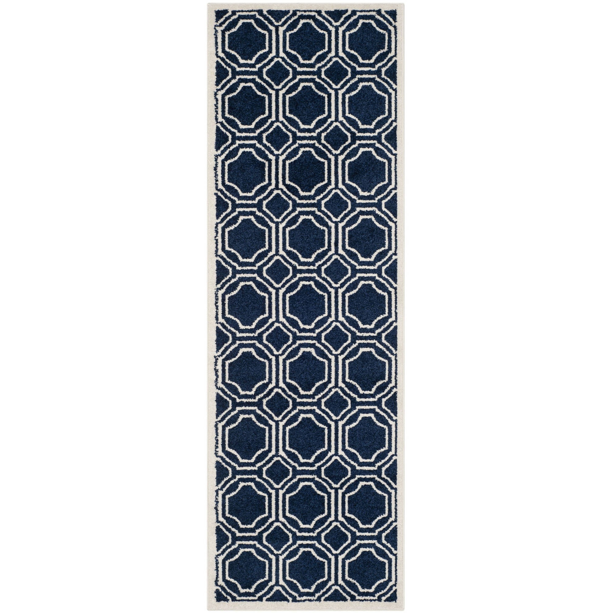 Ivory Geometric Easy-Care Synthetic Area Rug - 27"x11"