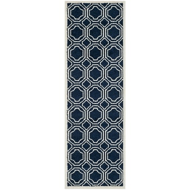 SAFAVIEH Amherst Winnie Geometric Runner Rug, Navy/Ivory, 2'3" x 8'